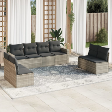 vidaXL 8 részes világosszürke polyrattan kerti ülőgarnitúra párnával kerti bútor