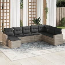 vidaXL 8 részes világosszürke polyrattan kerti ülőgarnitúra párnával kerti bútor