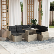 vidaXL 8 részes világosszürke polyrattan kerti ülőgarnitúra párnával kerti bútor