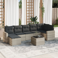vidaXL 8 részes világosszürke polyrattan kerti ülőgarnitúra párnával kerti bútor