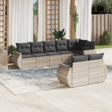 vidaXL 8 részes világosszürke polyrattan kerti ülőgarnitúra párnával kerti bútor