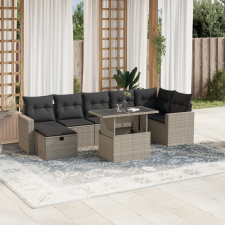 vidaXL 8 részes világosszürke polyrattan kerti ülőgarnitúra párnával kerti bútor