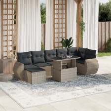 vidaXL 8 részes világosszürke polyrattan kerti ülőgarnitúra párnával kerti bútor