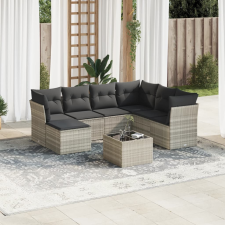 vidaXL 8 részes világosszürke polyrattan kerti ülőgarnitúra párnával kerti bútor