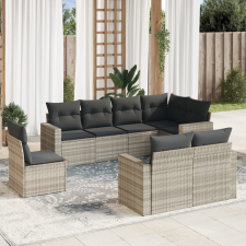 vidaXL 8 részes világosszürke polyrattan kerti ülőgarnitúra párnával kerti bútor