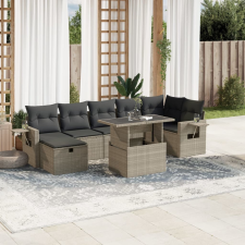vidaXL 8 részes világosszürke polyrattan kerti ülőgarnitúra párnával kerti bútor
