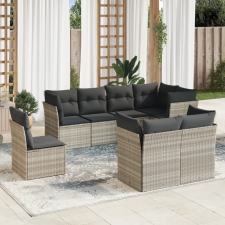 vidaXL 8 részes világosszürke polyrattan kerti ülőgarnitúra párnával kerti bútor