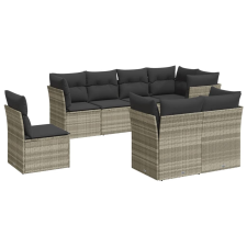 vidaXL 8 részes világosszürke polyrattan kerti ülőgarnitúra párnával (3217932) kerti bútor