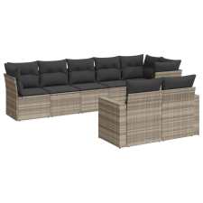vidaXL 8 részes világosszürke polyrattan kerti ülőgarnitúra párnával (3219212) kerti bútor