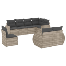 vidaXL 8 részes világosszürke polyrattan kerti ülőgarnitúra párnával (3221641) kerti bútor