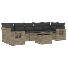 vidaXL 8 részes világosszürke polyrattan kerti ülőgarnitúra párnával (3252279) kerti bútor