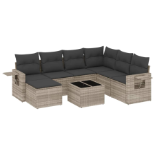vidaXL 8 részes világosszürke polyrattan kerti ülőgarnitúra párnával (3252849) kerti bútor