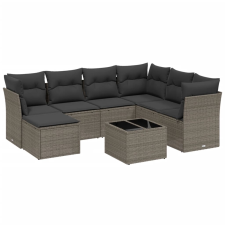 vidaXL 8 részes világosszürke polyrattan kerti ülőgarnitúra párnával (3263228) kerti bútor