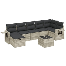 vidaXL 8 részes világosszürke polyrattan kerti ülőgarnitúra párnával (3263828) kerti bútor