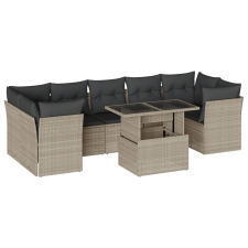 vidaXL 8 részes világosszürke polyrattan kerti ülőgarnitúra párnával (3266402) kerti bútor