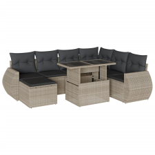 vidaXL 8 részes világosszürke polyrattan kerti ülőgarnitúra párnával (3268702) kerti bútor