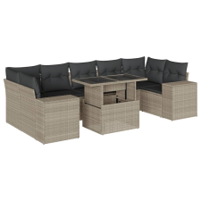 vidaXL 8 részes világosszürke polyrattan kerti ülőgarnitúra párnával (3269042) kerti bútor