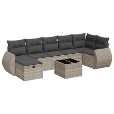 vidaXL 8 részes világosszürke polyrattan kerti ülőgarnitúra párnával (3325618) kerti bútor