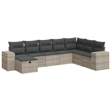 vidaXL 8 részes világosszürke polyrattan kerti ülőgarnitúra párnával (3325738) kerti bútor