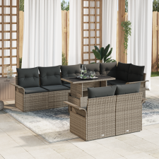 vidaXL 9 Darabos Kerti Kanapé Szett Párnákkal Szürke Poly Rattan kerti bútor