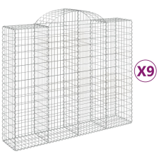 vidaXL 9 db íves horganyzott vas gabion kosár 200x50x160/180 cm (3146390) kerti tárolás