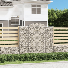 vidaXL 9 db íves horganyzott vas gabion kosár 200x50x180/200 cm kerti dekoráció