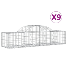 vidaXL 9 db íves horganyzott vas gabion kosár 200x50x40/60 cm (3146264) kerti tárolás