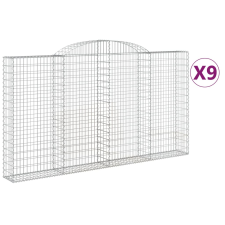 vidaXL 9 db íves horganyzott vas gabion kosár 300x30x160/180 cm (3146582) kerti tárolás