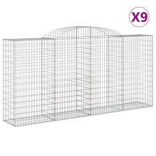 vidaXL 9 db íves horganyzott vas gabion kosár 300x50x140/160 cm (3146744) kerti tárolás