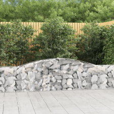 vidaXL 9 db íves horganyzott vas gabion kosár 400x30x60/80 cm kerti dekoráció