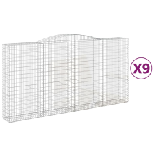 vidaXL 9 db íves horganyzott vas gabion kosár 400x50x200/220 cm (3147068) kerti tárolás