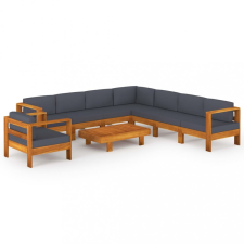 vidaXL 9 részes akácfa kerti ülőgarnitúra sötétszürke párnákkal kerti bútor