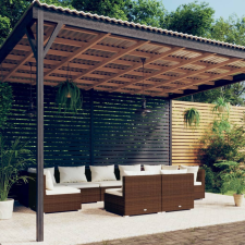 vidaXL 9-részes barna polyrattan kerti bútorszett párnákkal kerti bútor