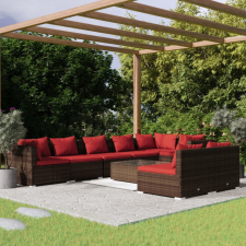 vidaXL 9 részes barna polyrattan kerti bútorszett párnákkal kerti bútor