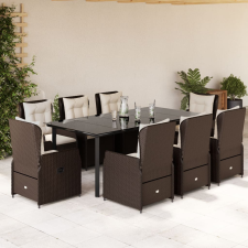 vidaXL 9 részes barna polyrattan kerti étkezőgarnitúra párnákkal kerti bútor