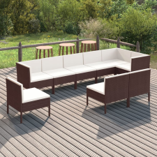 vidaXL 9 részes barna polyrattan kerti ülőgarnitúra párnákkal kerti bútor