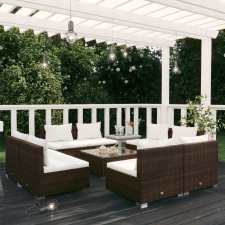 vidaXL 9 részes barna polyrattan kerti ülőgarnitúra párnákkal kerti bútor