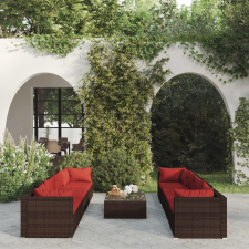 vidaXL 9-részes barna polyrattan kerti ülőgarnitúra párnákkal kerti bútor