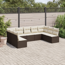 vidaXL 9-részes barna polyrattan kerti ülőgarnitúra párnákkal kerti bútor