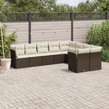 vidaXL 9-részes barna polyrattan kerti ülőgarnitúra párnákkal kerti bútor