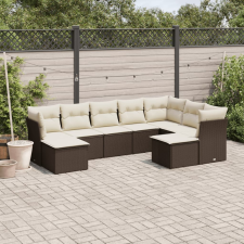 vidaXL 9-részes barna polyrattan kerti ülőgarnitúra párnákkal kerti bútor