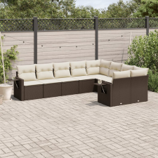 vidaXL 9-részes barna polyrattan kerti ülőgarnitúra párnákkal kerti bútor