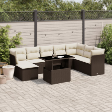 vidaXL 9 részes barna polyrattan kerti ülőgarnitúra párnákkal kerti bútor