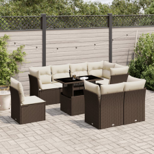 vidaXL 9 részes barna polyrattan kerti ülőgarnitúra párnákkal kerti bútor