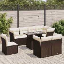 vidaXL 9 részes barna polyrattan kerti ülőgarnitúra párnákkal kerti bútor
