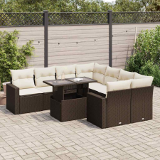 vidaXL 9 részes barna polyrattan kerti ülőgarnitúra párnákkal kerti bútor