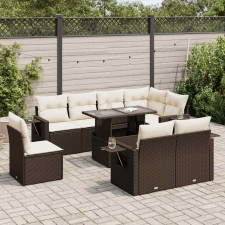 vidaXL 9 részes barna polyrattan kerti ülőgarnitúra párnákkal kerti bútor