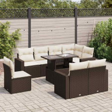 vidaXL 9 részes barna polyrattan kerti ülőgarnitúra párnákkal kerti bútor