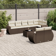 vidaXL 9 részes barna polyrattan kerti ülőgarnitúra párnákkal kerti bútor