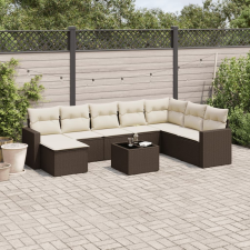 vidaXL 9 részes barna polyrattan kerti ülőgarnitúra párnákkal kerti bútor